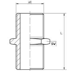 Ниппель нержавеющий с шестигранной гайкой DN100-4"0/0 M-M ISO 4144 AISI 316 / 1.4401 чертёж